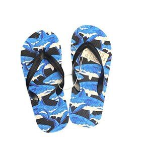 Kids Flip-Flops With Shark Print By The Childrens Place Blue & Black Size 5-6 Li